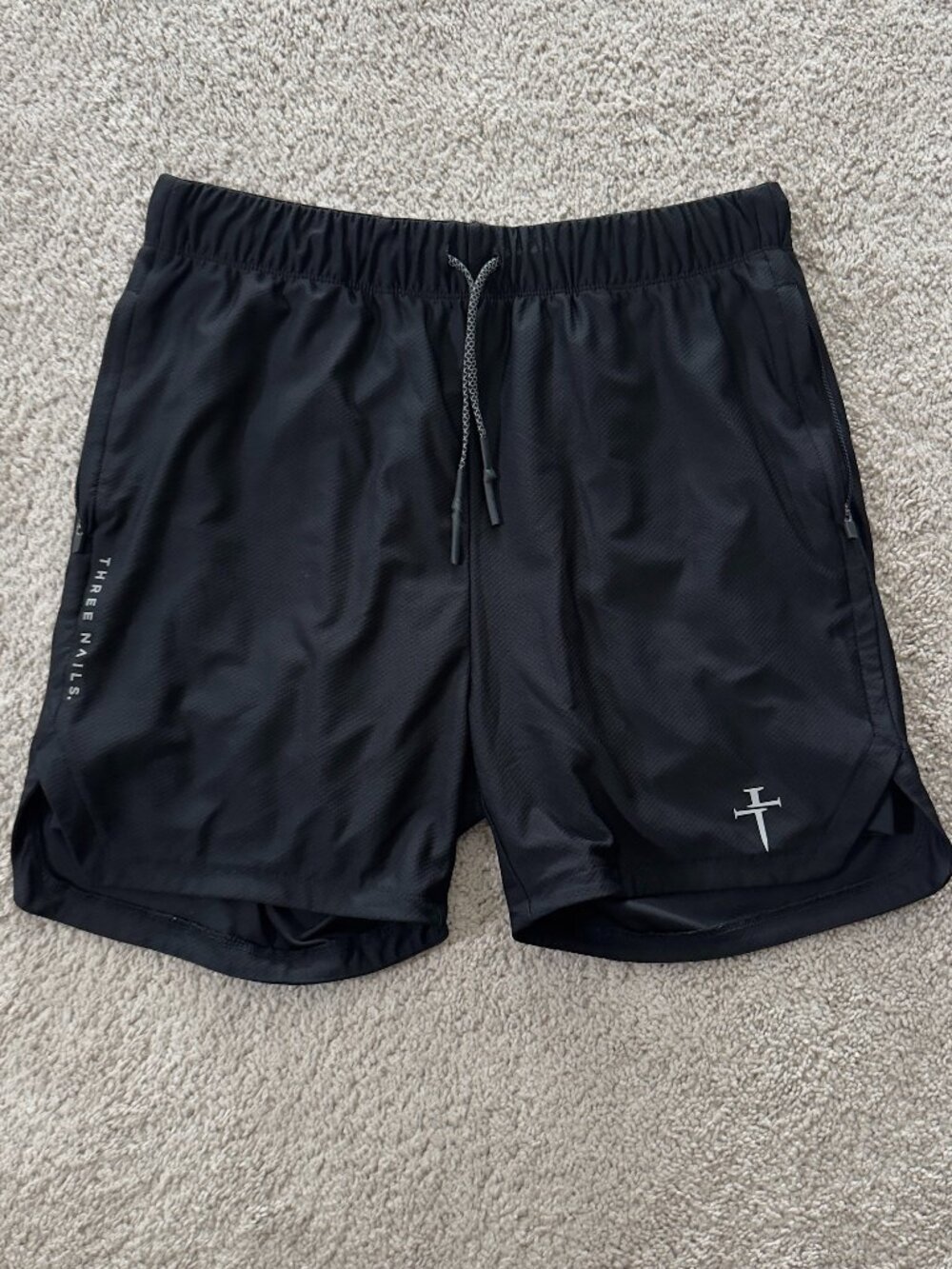 Three Nails, Black Mens Shorts Size Large